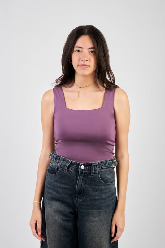 SQUARE NECK TANK TOP - PURPLE