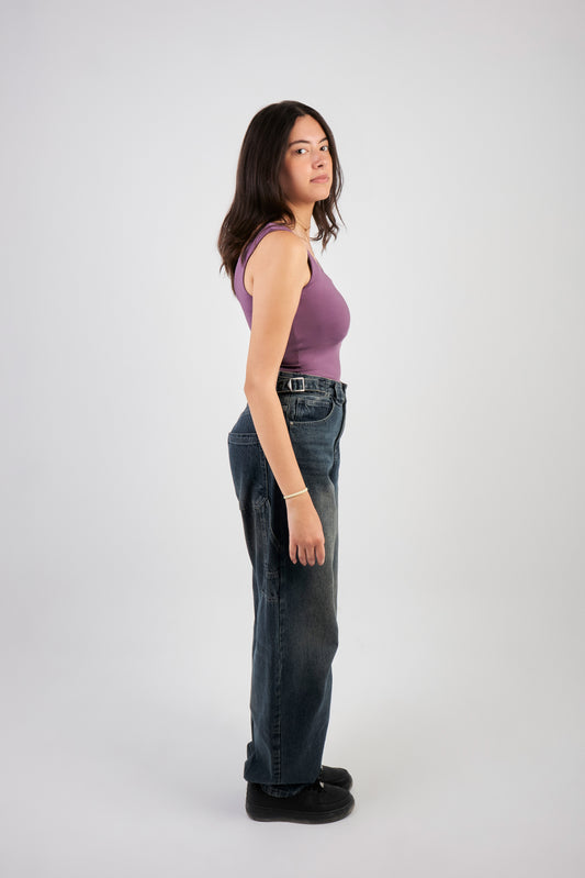 SQUARE NECK TANK TOP - PURPLE